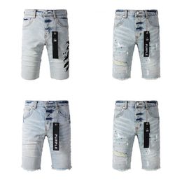 paarse jeans designer shorts broek heren Jean shorts mode verontrust