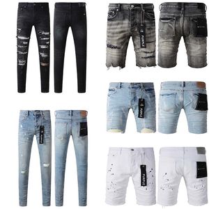 pantalones cortos de diseñador de jeans morados jeans morados para hombres a la moda ciclistas desgastadas desgarradas mujer de mezclilla pantalones negros pantalones de verano pantalones cortos pantalones cortos de moda