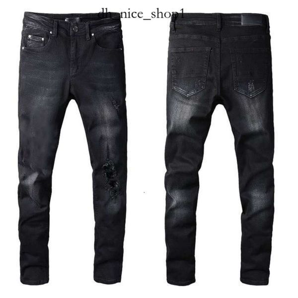 Jeans en jean pourpre jeans jeans European Men Embroderie courtepointe Ripped for Trend Brand Vintage Pant Mens Fold Slim Skinny Fashion Jeans Purple Brand Brand Jeans 538