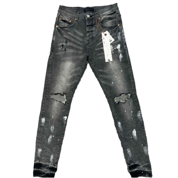 jeans violets jeans pile design imprimé point blanc pantalon stretch skinny pour hommes pantalons à glissière en détresse pour homme denim stretch daim broderie de qualité haut de gamme
