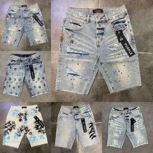 Paarse jeans ontwerper rechte holes casual paarse jeans shorts shorts zomer nachtclub blauwe ksubi jeans shorts shorts stijl luxe patch dezelfde stijl paarse jeans 746
