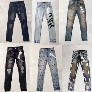 Paarse jeans Europa Amerika Stretch Casual Long Pants High Street Rechte been Persoonlijkheid Slim denim broek Mannen vrouwen