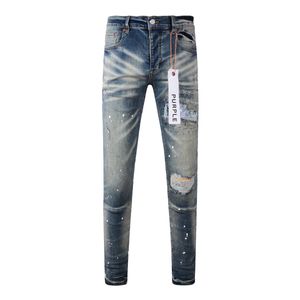 Jean violet jeans high street street créateur de mode masculin lavage bleu jean jean peinture graffiti stretch slim pant