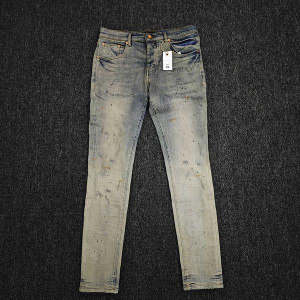 Jeans Purple Indigo Repair Gleach Gradiente de bajo altura Skanny Jean American High Street Factory Price Drop envío