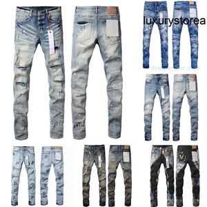 Purple Jeans Man Designer Mens Brand Jeans Black Wit Minnaar Luxe Luxe Jean Pant Vintage denim streetwear broek vrouwen trendy vrouw retro slanke fit gescheurde jeans broek