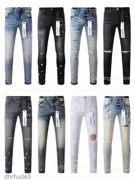 Purple Jeans Hommes Designer Mens Skinny Luxe Designer Denim Pantalon En Détresse Ripped Biker Noir Bleu Jean Slim Fit Moto BT49 N6LJ