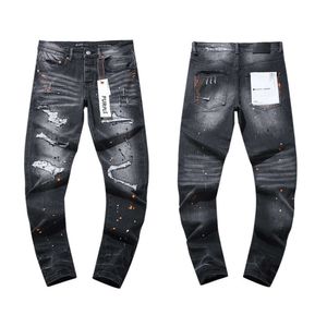 Purple Jeans Men Designer Purple Jeans 24SS Cross Border European en American Trendy Brand Purple Hand Drawn Inkt Splashed Wash Denim Pant