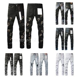 Jeans violets hommes jeans jeans de créateurs hommes jeans skinny luxe mode en détresse déchiré motards femmes denim cargo pour hommes pantalons noirs trou cassé jean maigre