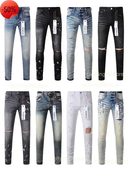 Jeans violets hommes jeans jeans de créateur jeans skinny pour hommes jeans de luxe designer pantalon en détresse motard déchiré noir bleu jean slim fit motoJ2H2