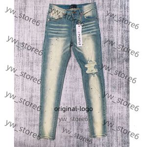 Paarse jeans heren jeans ontwerper paars merk heren man mannelijk licht blauw paars merk jeans high street denim verf graffiti patroon beschadigd gescheurde skinny broek 8608