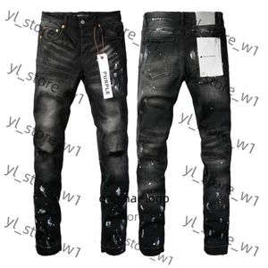 Paarse jeans heren jeans ontwerper paars merk heren mannelijk licht blauw paars merk jeans high street denim verf graffiti patroon beschadigd gescheurde skinny broek 9558