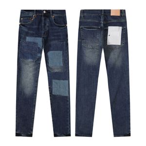 Jeans morados para hombre América Clásicos JEANS DE DENIM VINTAGE BIEN USADOS 33 estilos de color Diseñadores de lujo para hombres Jeans con apliques de pintura rasgados