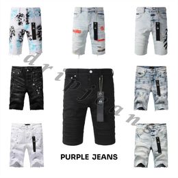 jean violet jeans mens denim shorts concepteurs shorts déchirés shorts en denim violet shorts jeans de haute qualité