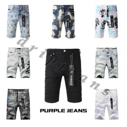 jean violet jeans mens denim shorts concepteurs shorts déchirés shorts en denim violet shorts jeans de haute qualité