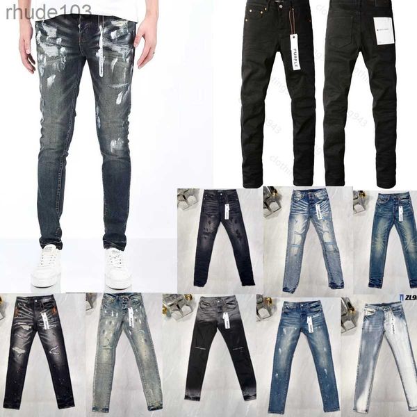 Pantalones vaqueros morados de diseñador para hombre, pantalones de motociclista rasgados negros desgastados, ajustados, pantalones de motociclista para hombre, diseño de moda para hombre, ropa de calle, talla 29-40. 9SS4