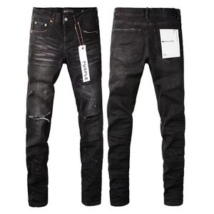 Jeans pourpre concepteur masculin brodé et cousu de trous pour pantalon rétro à la mode