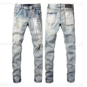 Purple Jeans Mens Designer Brodery Quilting Ripped For Trend Brand Vintage Pant Casual Solid Solid Classic Straight Jean pour Male Motorcycle Pant Mens Rock 516