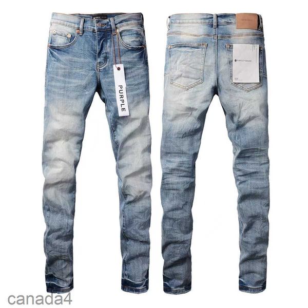 Jeans morados Diseñador para hombre Bordado Acolchado Rasgado para la tendencia Marca Vintage Pantalón Casual Sólido Clásico Recto Jean Masculino Motocicleta Rock Revival KJCA HLAD