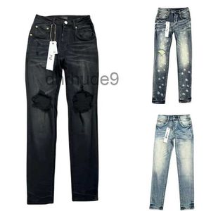 Purple Jeans Hommes Designer pour Pantalons Broderie Quilting Ripped Tendance Marque Vintage Pant Fold Slim Skinny Fashion 895073438 4F5E