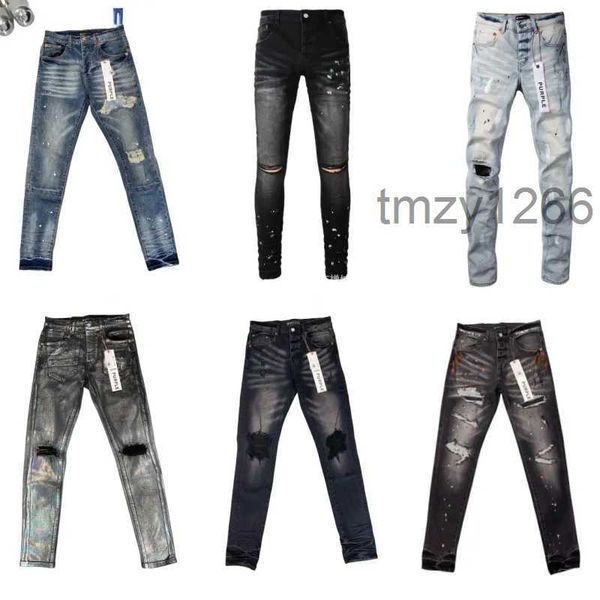 Purple Jeans Hommes Designer pour Femmes Denim Pantalon Pantalon Noir Haut de Gamme Qualité Broderie Quilting Ripped Tendance Marque Vintage Pant Fold Slim DC5E