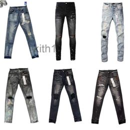 Purple Jeans Mens Designer for Women pantalons Pantalons noirs Broid de qualité haute qualité Tendance Ripped Brand Vintage Pant Fold Slim Jglf