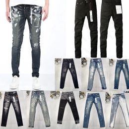 Paarse jeans Heren designer jeans Verontruste zwarte jeans Gescheurde biker Slim Fit motorfiets bikers broek voor heren Mode Heren ontwerp Street chic slanke jeans maat 29-40.