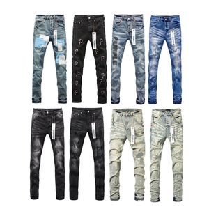 Jeans Purple Jeans Designer Jeans angustiados Jeans negros desgastados Biker Risk Fit Bikers Bikers Pants para hombres Fashion Fashion Men's Design Streetwear Jeans Slim Jeans Tamaño 29-40.