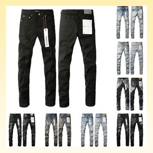 Paarse jeans Heren designer jeans Mode Distressed Ripped Bikers Broek Dames denim cargo voor heren High-end kwaliteit straat zwarte broek