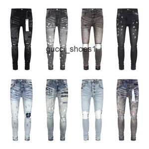 jeans violets jeans de créateur pour hommes pour pantalons pour hommes broderie courtepointe déchirée pour la marque tendance pantalon vintage pour hommes plier slim skinny jeans de mode