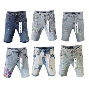 paarse jeans herenontwerper kort borduurwerk quilten gescheurd voor trend merk vintage vintage pant pant casual solide klassieke rechte jean voor mannelijke motorfiets broek