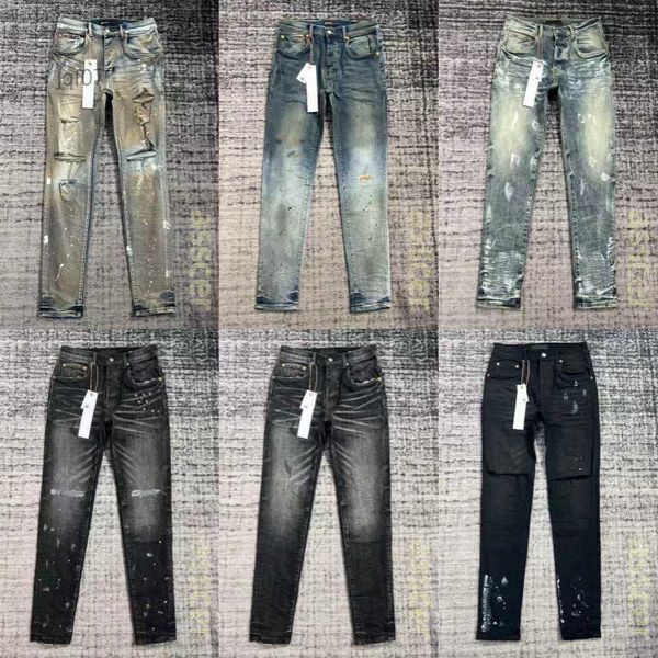 Jeans Purple Jeans Designer Skinny Red Biker Slim Pantalones rectos para el hombre Denim Zvjy