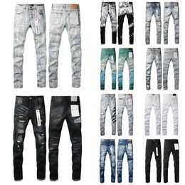 Paarse jeans heren Jean trendy noodlijdende ontwerper zwart -witte slanke fit jeans hoogwaardige denim broek voor heren s zwarte slanke jeans 2024
