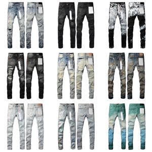 paarse jeans heren jeans designer jeans denim broek hoge kwaliteit retro streetwear casual joggingbroek gewassen oude jeans gescheurde slim fit motorfiets motorrijders broek