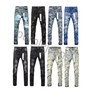 Paarse jeans heren jeans modetrends bedroefd zwart gescheurde motorrijder slanke fit motorfiets mans zwarte broek topkwaliteit