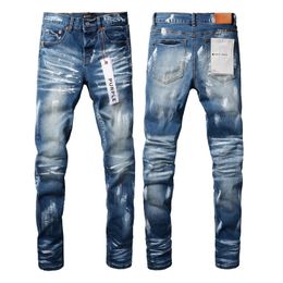 Jeans morados Jeans para hombre Skinny blue Fit Patch Vintage Distress Ripped Destroyed Stretch Biker Denim Pantalones negros delgados de Hip Hop para hombres Jean