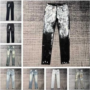 Paarse jeans heren luxe eenvoudige gescheurde patchwork skinny stretch jogging sport casual mode alfabet print vintage