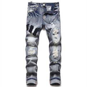 Jean violet mens mens skinny ajusté en forme de pantalon de créateur à la mode jeans