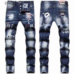Lila Jeans Herrenhose 2021 Sommer perforierte bedruckte Jeanshose für Herren Hübsche und vielseitige kleine Füße mit mittlerer Taille