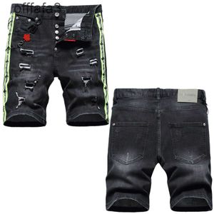 Paarse jeans herenbroek Street Fashion gatpatch denim shorts heren auto zijband vijfpunts merk gepersonaliseerde jeugdbroek