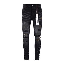 pantaloni da uomo jeans viola 2023 nuovi jeans da uomo con foro al ginocchio nero di marca viola