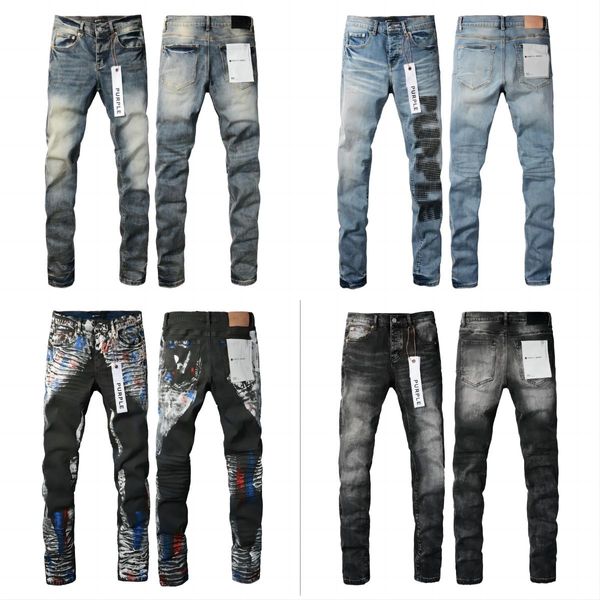 Jeans morados Jeans morados para hombre Diseñador Jean Pantalones largos de alta calidad Pantalones de pierna recta Diseño retro Calle Pantalones deportivos casuales Jeans de moda Jeans populares AB