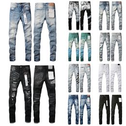 Paarse jeans heren paarse ksubi jeans ontwerper Jean high-end kwaliteit lange broek rechte been broeken ontwerp retro straat casual sportbroek trendy gat ruin jeans