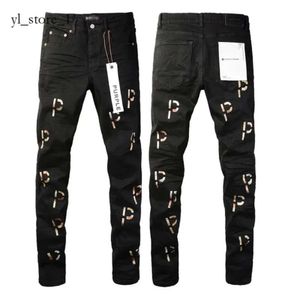 Paarse jeans Paarse merkjeans Jeans voor heren Luxe trend Paarse man Zwart High Street Paint Graffiti-patroon Jeans Skinny damesbroek Denim broek Amirs 884