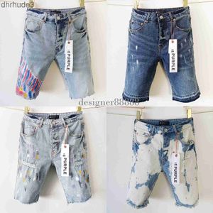 Paarse jeans korte heren ontwerper rechte gaten casual zomernachtclub blauwe dames shorts stijl luxe patch hetzelfde merk 8i5z