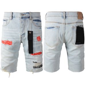 Paarse jeans korte heren korte designer jeans rechte gaten casual zomernachtclub blauwe ksubi jeans shorts shorts stijl luxe patch dezelfde stijl paarse merk jeans6