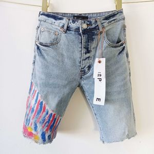 Paarse jeans shorts ontwerper heren jeans shorts hiphop casual korte knie lenght Jean Clothing Man Summer Wear Shorts High Street denim jeans 912