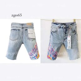 Púrpura Jeans Shorts Diseñador de jeans morados Men Designador Púrpura Diseñador Mens Slim Fit Reped Patch Dephinim Shorts Cargo Jean Shorts Graffiti Vintage Risk High Quali 511