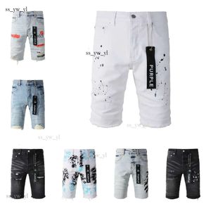 Paarse jeans shorts paarse merk jeans shorts ontwerper heren paarse jeans shorts hiphop casual korte knie lenght Jean Clothing 29-40 Grootte hoge kwaliteit shorts 4e9