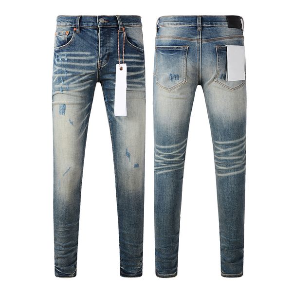 jeans morados jeans ajustados hombres jeans de diseñador para hommes Long Mid Zipper Fly Skinny Slim Hole Denim jeans jeans morados pantalones de diseñador negros jeans acampanados para hombres