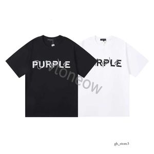 Purple Jeans T Shirt 2023ss Camisetas Color Impreso Algodón Monedero suelto Casual Camisa de moda de manga corta para hombres y mujeres Trendy High Street Top Purple Brand 192